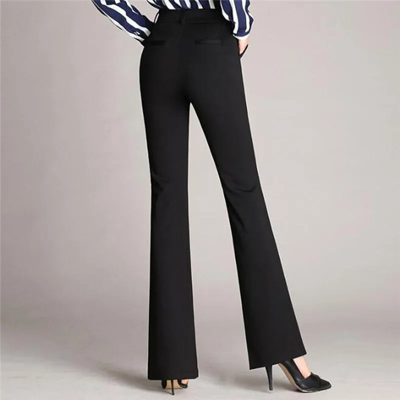 Women's High Waist Solid Color Trousers