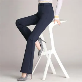 Women's High Waist Solid Color Trousers