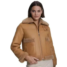 Women's Suede Shearling Jacket – Mink Curly Fur Lined & Stylish
