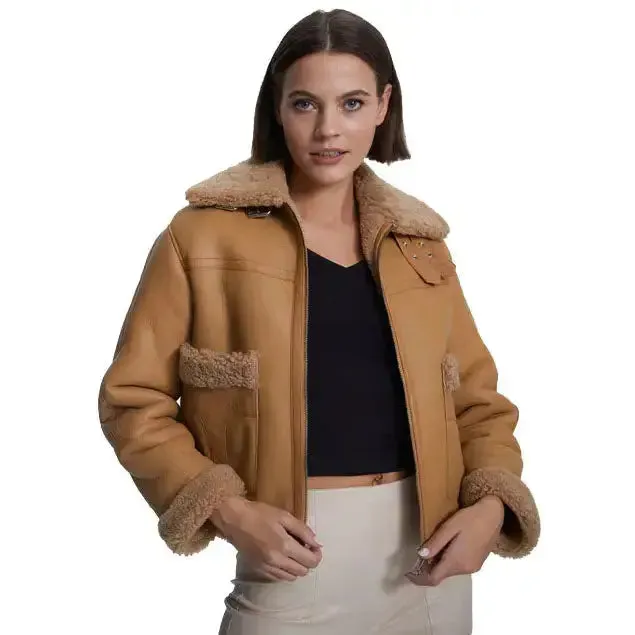 Women's Suede Shearling Jacket – Mink Curly Fur Lined & Stylish