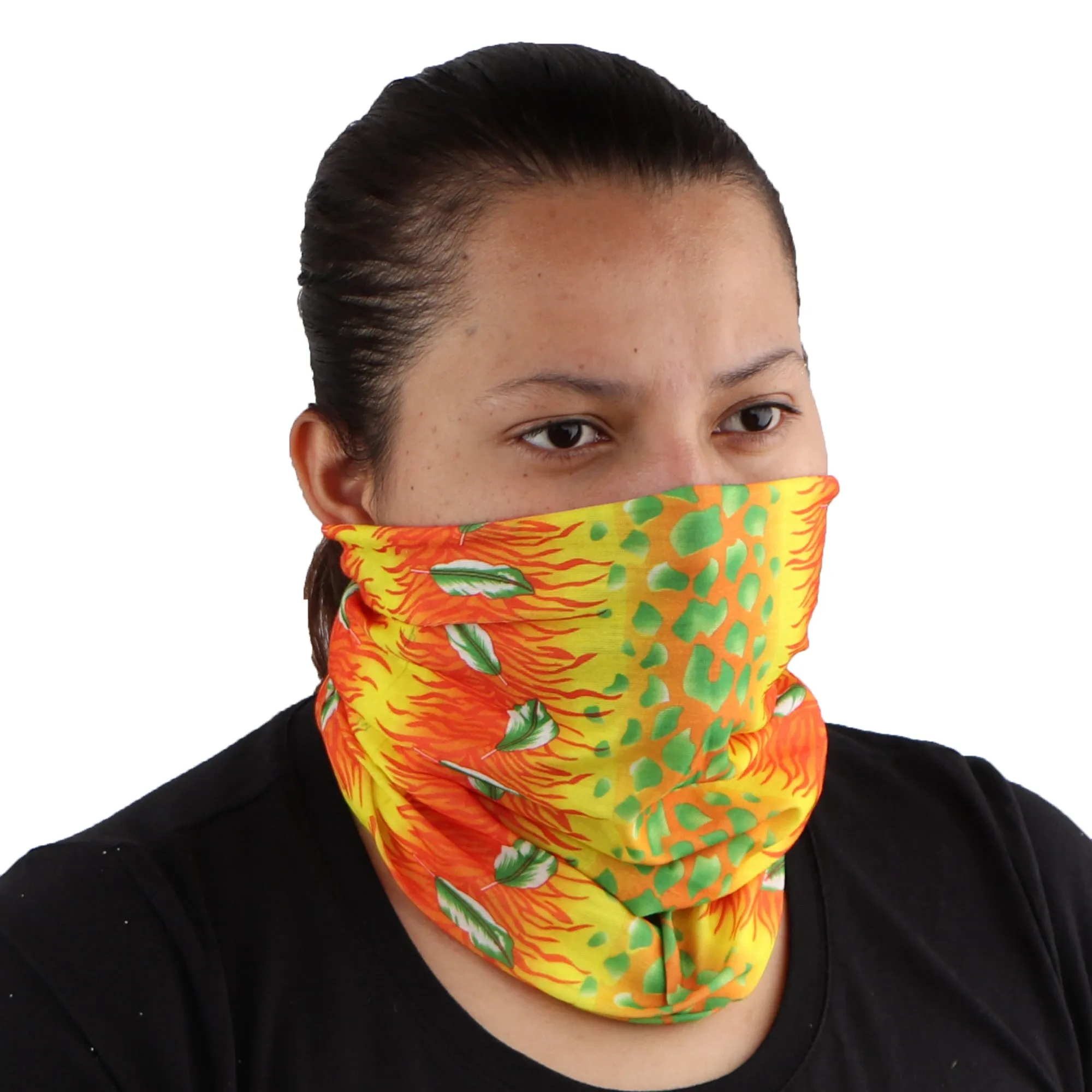Yellow Orange Green Seamless Face Mask Neck Gaiter